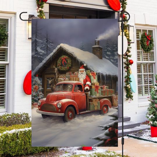 Discover Santa Gives Christmas Gifts Christmas Garden Flag