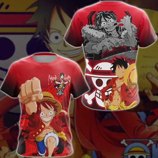 Discover One Piece Monkey D. Luffy Anime Manga 3D T-Shirt