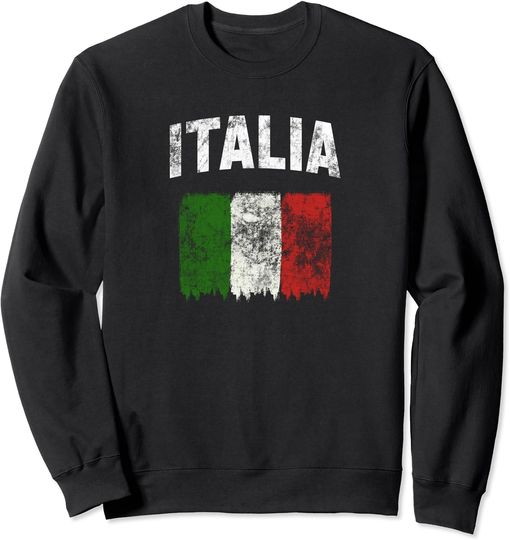 Discover Bandera Italian Sweatshirt Vintage Distressed Italian Flag