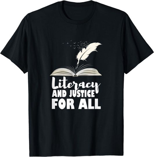 Discover Justice T-Shirt Literacy And Justice For All School Teacher Reading Lover