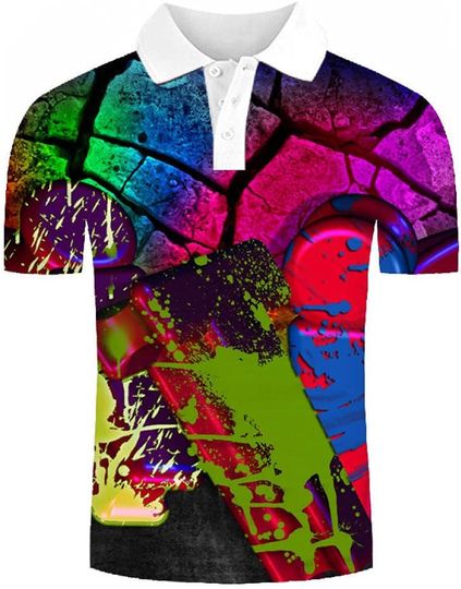 Discover 3D Polo Shirts - 3D Printed Abstract Multicolor Graffiti Men's Golf Polo Shirt-S