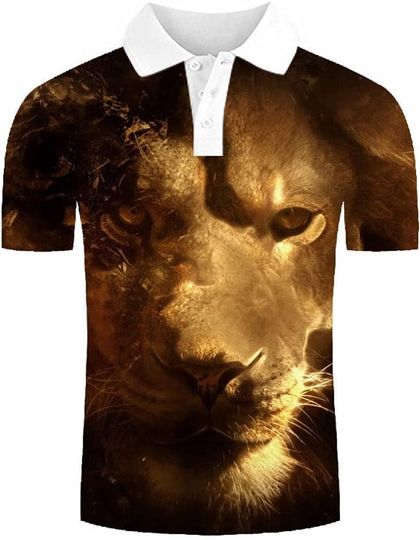Discover 3D Polo Shirts - Funny Animal Yellow Lion 3D Printed Beach Shirt-Fashion Fit Sho