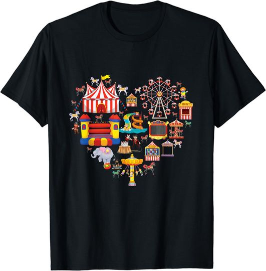 Discover Circus love heart Ringmaster party circus men women kids boy T-Shirt