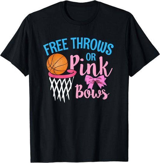 Discover Free throws or Pink Bows Gender Reveal Cute Girl Tee T-Shirt