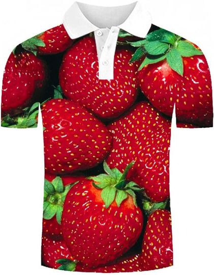 Discover 3D Polo Shirts - 3D Printed Fruit Red Strawberry Men's Golf Polo Shirt-Summer FA