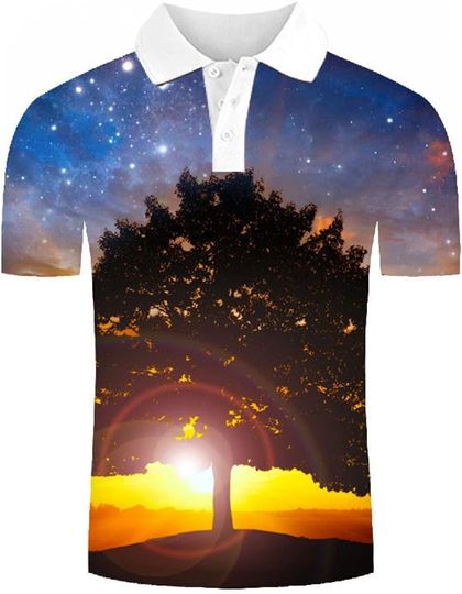 Discover 3D Polo Shirts - Funny Nature Sunset Big Tree 3D Printed Beach Shirt-Fashion Fit