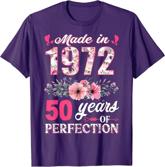 Discover Made In 1972 Floral 50 Year Old 50th Birthday T-Shirt