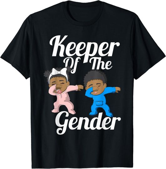 Discover Keeper Of The Gender Black Baby Gender Reveal Party Couple T-Shirt