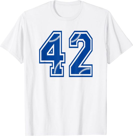 Discover Baseball Number 42 Blue Sports Player Uniform Jersey T-Shirt