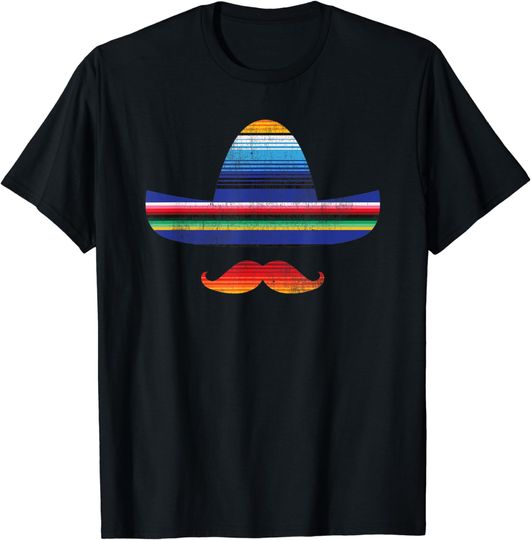 Discover Cinco De Mayo Serape Blanket Inspired Sombrero Mustache T-Shirt