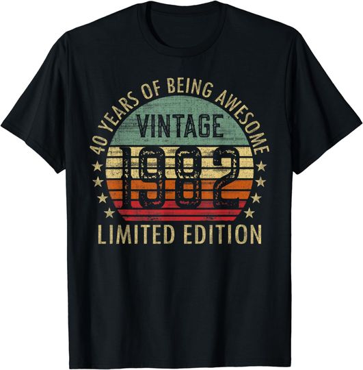 Discover 40 Year Gifts Old Vintage 1982 Limited Edition 40th Birthday T-Shirt