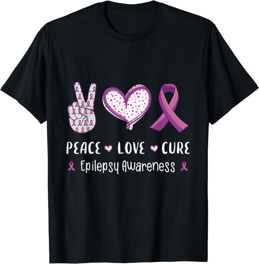 Discover Peace Love cure Epilepsy awareness men women kids Epilepsy T-Shirt