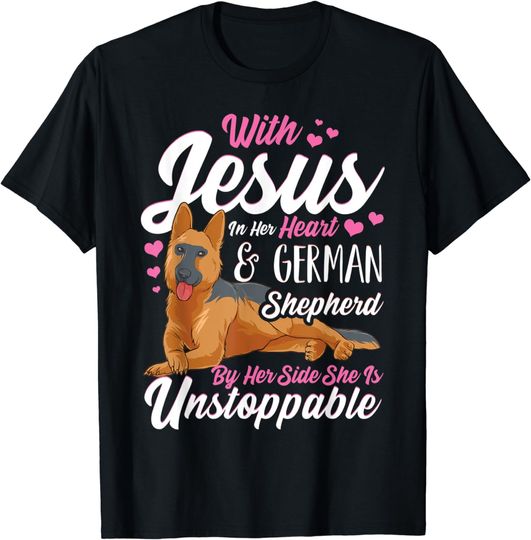 Discover German Shepherd  Jesus In Her Heart T-Shirt