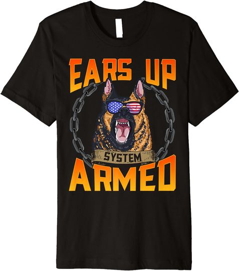 Discover Ears Up System Armed USA Flag Police Dog Canine Unit Premium T-Shirt