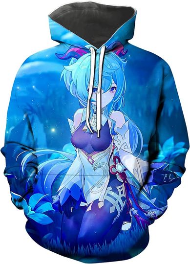 Discover Unisex Cartoon Cute Pullover Genshin Impact Ganyu Long Sleeve Hoodie