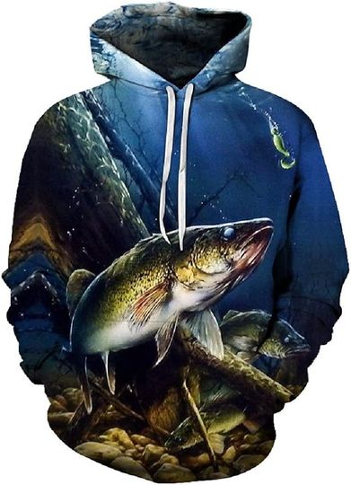 Discover Men Funny Graphic Sweatshirt 3D Fish Casual Fashion Hoodies Hooded Pullover