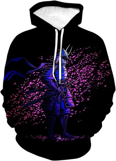 Discover Men's Japanese Hoodies 3D Print Samurai Graphic Long Sleeve Pullover Sweatshirts