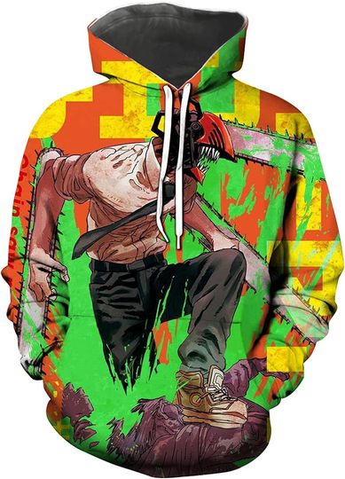 Discover Anime Chainsaw Man Hoodie Hooded Sweatshirt Pullover