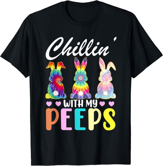 Discover Chillin With My Peeps Tie Dye Bunny Rabbit Easter Teacher T-Shirt