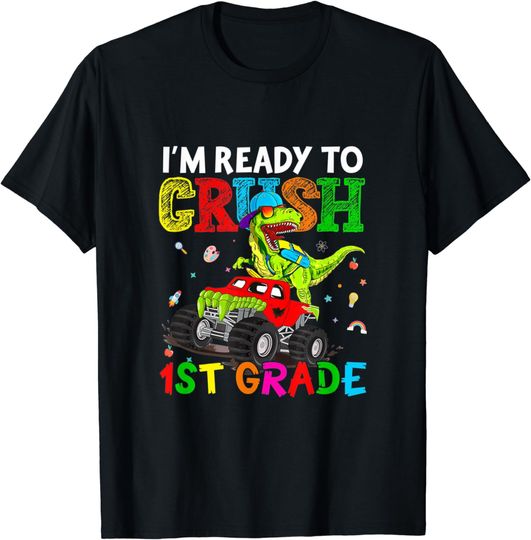 Discover Kids I'm Ready To Crush First Grade Dino Back To School Kids T-Shirt