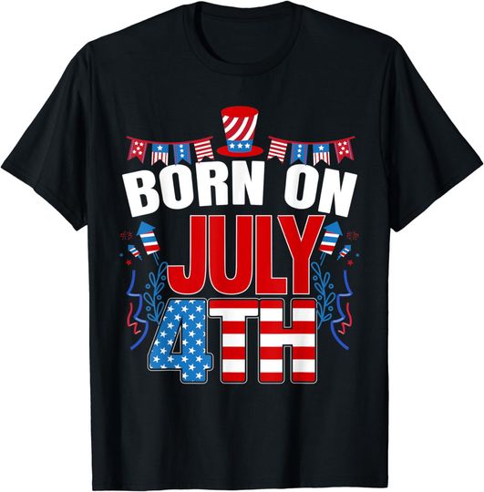 Discover Born On July 4th USA Flag 4th Of July Patriotic Birthday T-Shirt