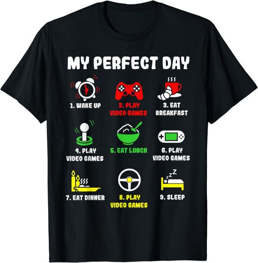 Discover My Perfect Day Gamer Gaming Video Games T-Shirt