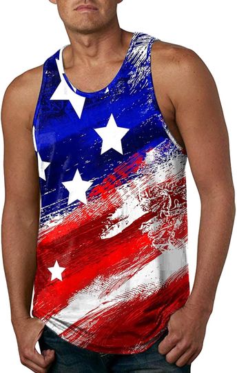 Discover aihihe Men's 3D Tank Tops July 4Th Summer Cool Workout T-Shirts Fitness Vest Athletic Undershirts