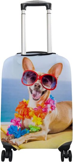 Discover Luggage Suitcase Cover Chihuahua Dog Relaxing in Summer Luggage Cover