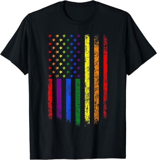 Discover Rainbow LGBT USA Flag 4th Of July LGBTQ Gay Pride Month T-Shirt