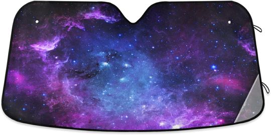 Discover Galaxy Car Windshield Sun Shade for Front Purple Starfield Windshield Sunshades