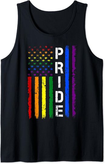 Discover Pride Month LGBT USA Flag Rainbow Gay Lesbian Tank Top