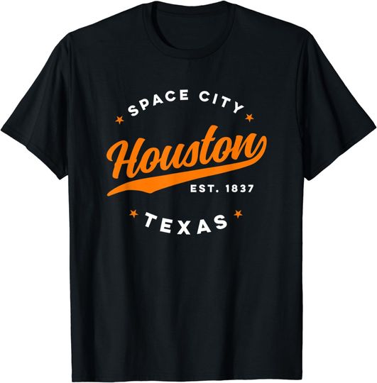 Discover Vintage Houston Texas Space City Orange T-Shirt
