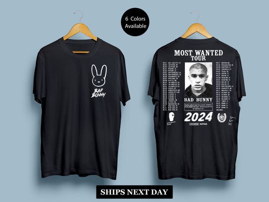 Discover Bad Bunny Most Wanted Tour 2024 Unisex Shirt, Most Wanted Bad Bunny Tour