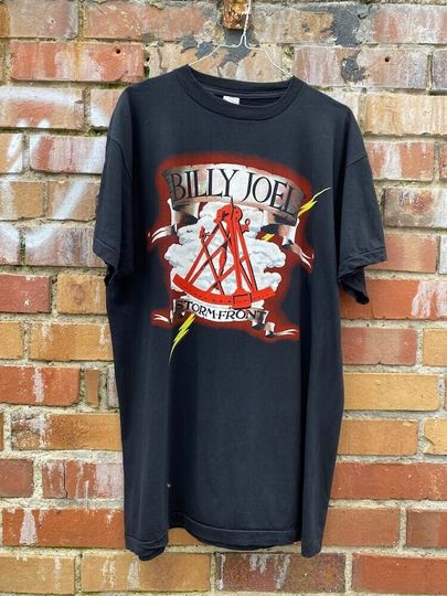 Discover 1990 Billy Joel Storm Front, Only The Good Die Young Vintage T-Shirt