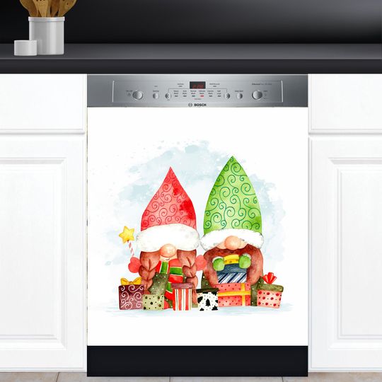 Discover Watercolor Christmas Gnomes Dishwasher Cover