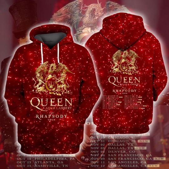 Discover Queen Adam Lambert The Rhapsody Tour 2023 3D Hoodie