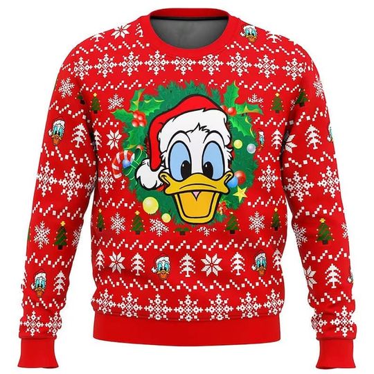 Discover Santa Duck 3D All Over Printed T-shirt, Famous Cartoon Character Ugly Christmas