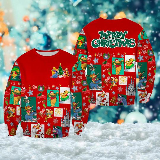 Discover Merry Christmas Honey Bear 3D Ugly Christmas Sweater, Jinglebell Bear Pattern Red Xmas