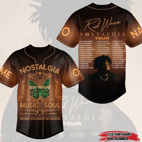 Discover Customized Rod Wave Nostalgia 2023 Tour Baseball Jersey