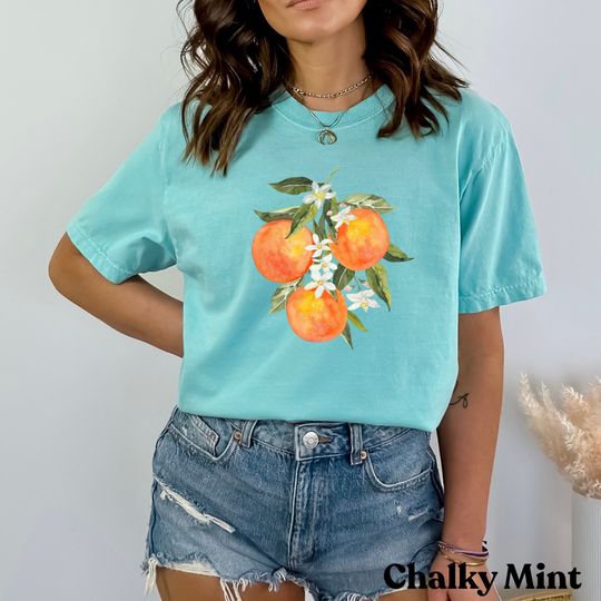 Discover Orange Blossom Shirt,  Tee, Womens Botanical Shirt, Orange Summer
