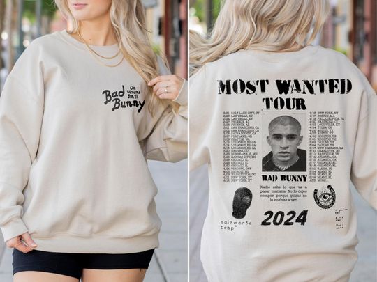 Discover Bad Bunny Most Wanted Tour 2024 Shirt, Bad Bunny Shirt