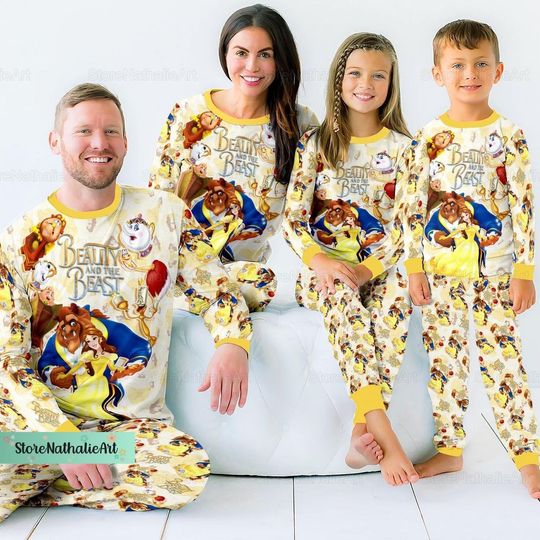 Discover Christmas Beauty Beast Pajamas Set, Beauty Beast Pajamas Family