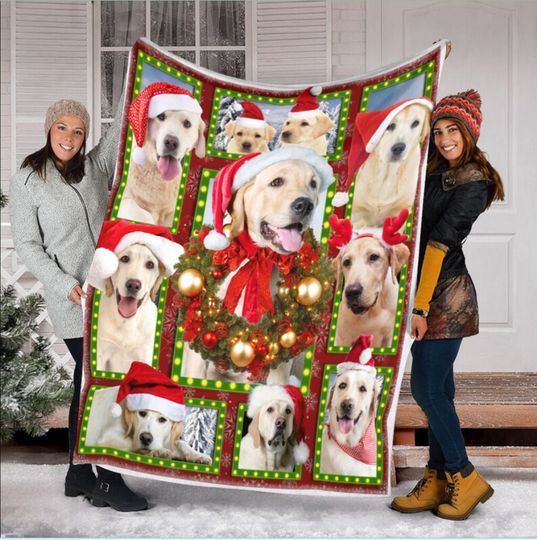 Discover Christmas Labrador Dog Throw Fleece Blanket