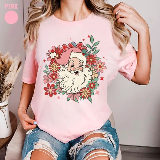 Discover Floral Vintage Santa Hat Sweatshirt