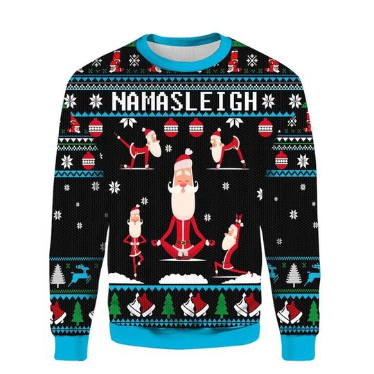 Discover Funny Santa Ugly Christmas Sweater, Namasleigh Christmas Ugly Sweater