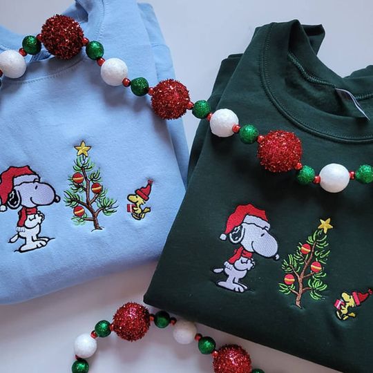 Discover Snoopy Christmas Gratitude Embroidered Sweatshirt
