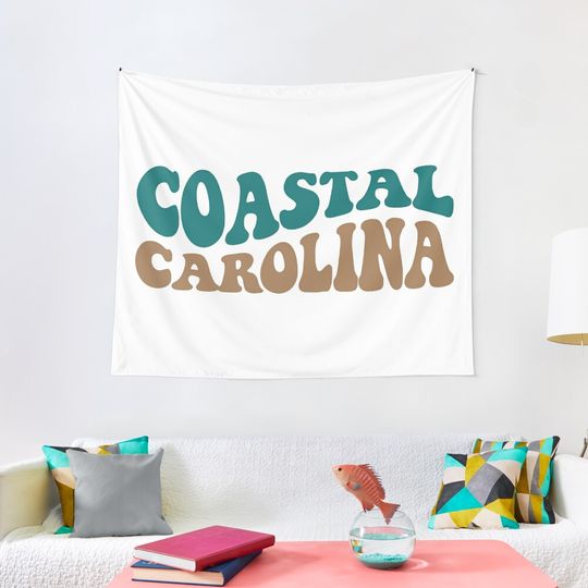 Discover coastal carolina - groovy warped font Tapestry