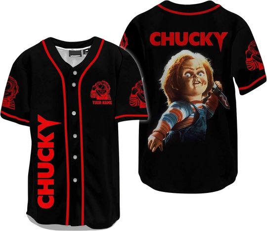 Discover Chucky Doll Child's Play Halloween Horror Movie Personalized Jersey Baseball