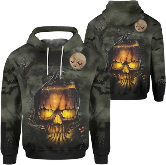 Discover Skull Pumpkin Halloween 3D Hoodie, Halloween Horror Nights 3D Hoodie