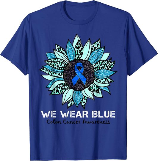Discover We Wear Blue Colon Cancer Awareness Month Ribbon Sunflower T-Shirt
